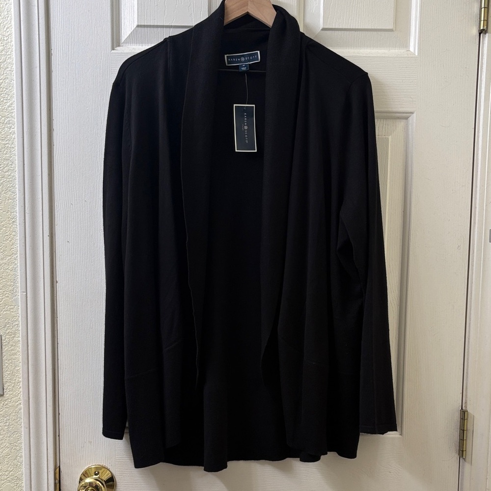 Karen Scott Women’s Black Cardigan (1X)
